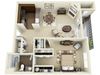 1 bed 1 bath 740 sqft